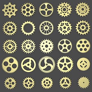 3d model of 25 gear wheels
