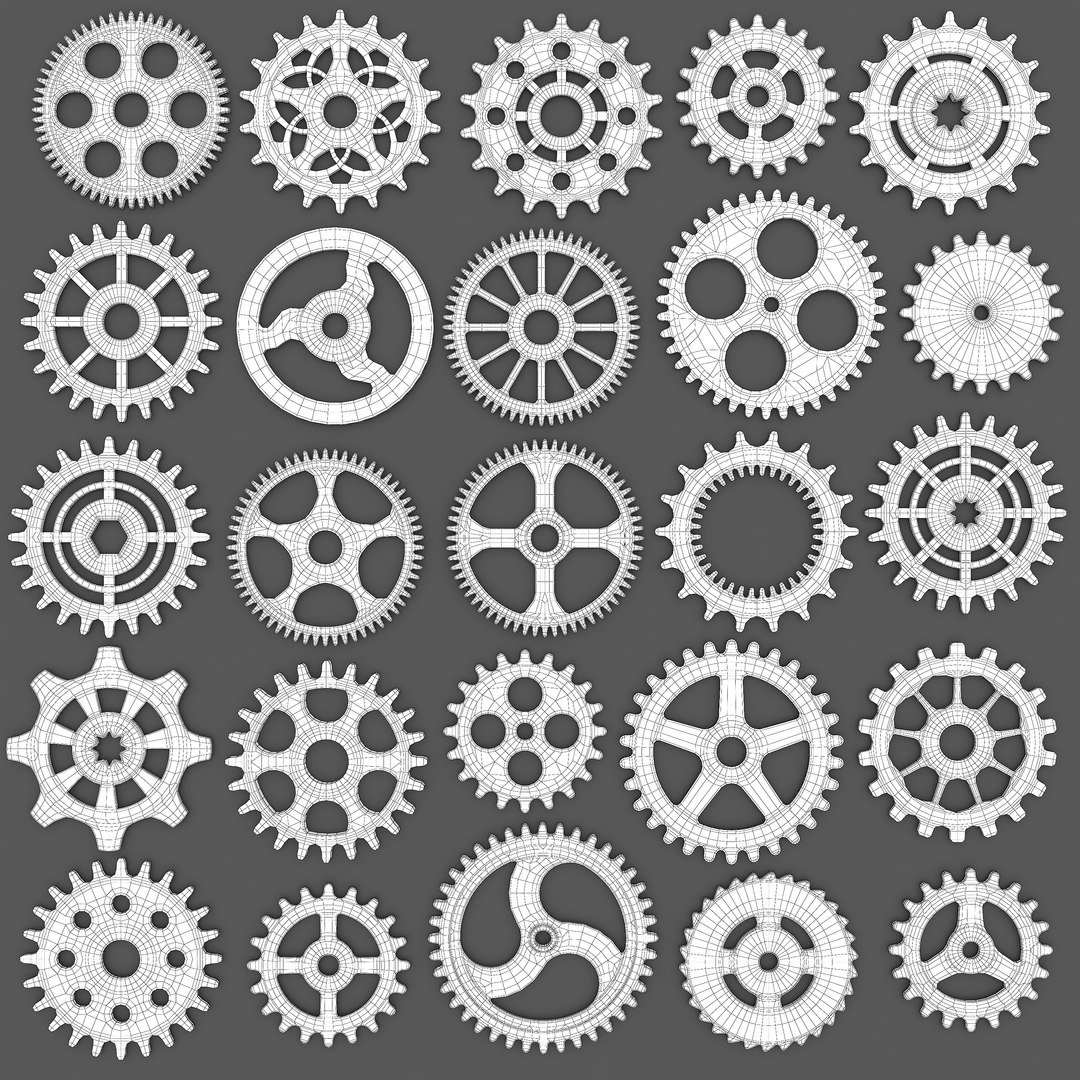3d model of 25 gear wheels https://p.turbosquid.com/ts-thumb/Ql/vJhn1F/h73ca8H6/wire_a1/jpg/1414591817/1920x1080/fit_q87/decf451c90d27f0107a93dcaf1407ce666f3389b/wire_a1.jpg