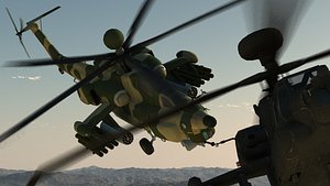 AH64 Vs Mi28 Helicopters Game ready