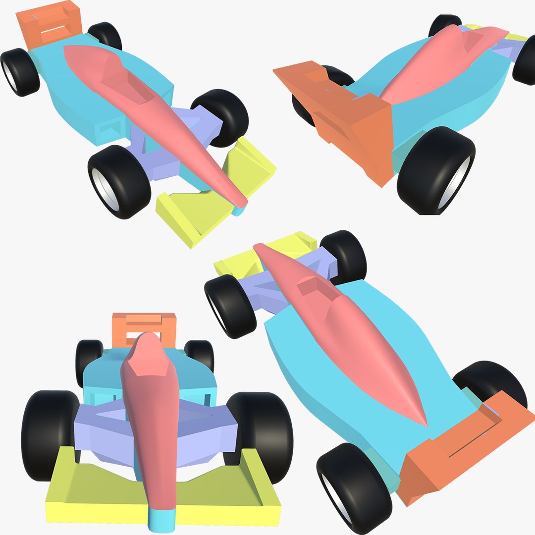 3D Model Cartoon Formula Car 3D Game Ready Model Optimized For Games ...