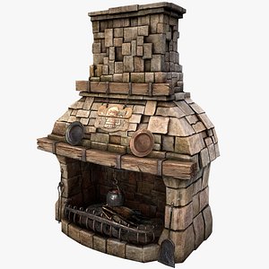 Medieval Fireplace 3D model