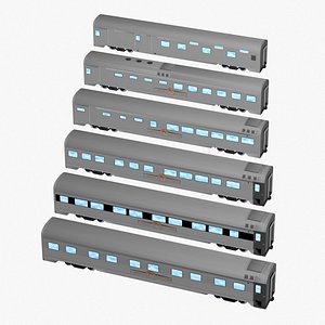 3D model australian great southern train - 6 passenger railcars