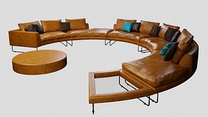 Add Look Round Luxury Designer Leather Sofa