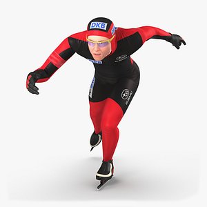Speed Skater Runs 3D Model