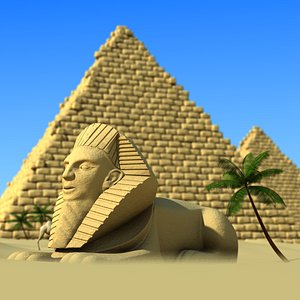 cartoon pyramids sphinx obj
