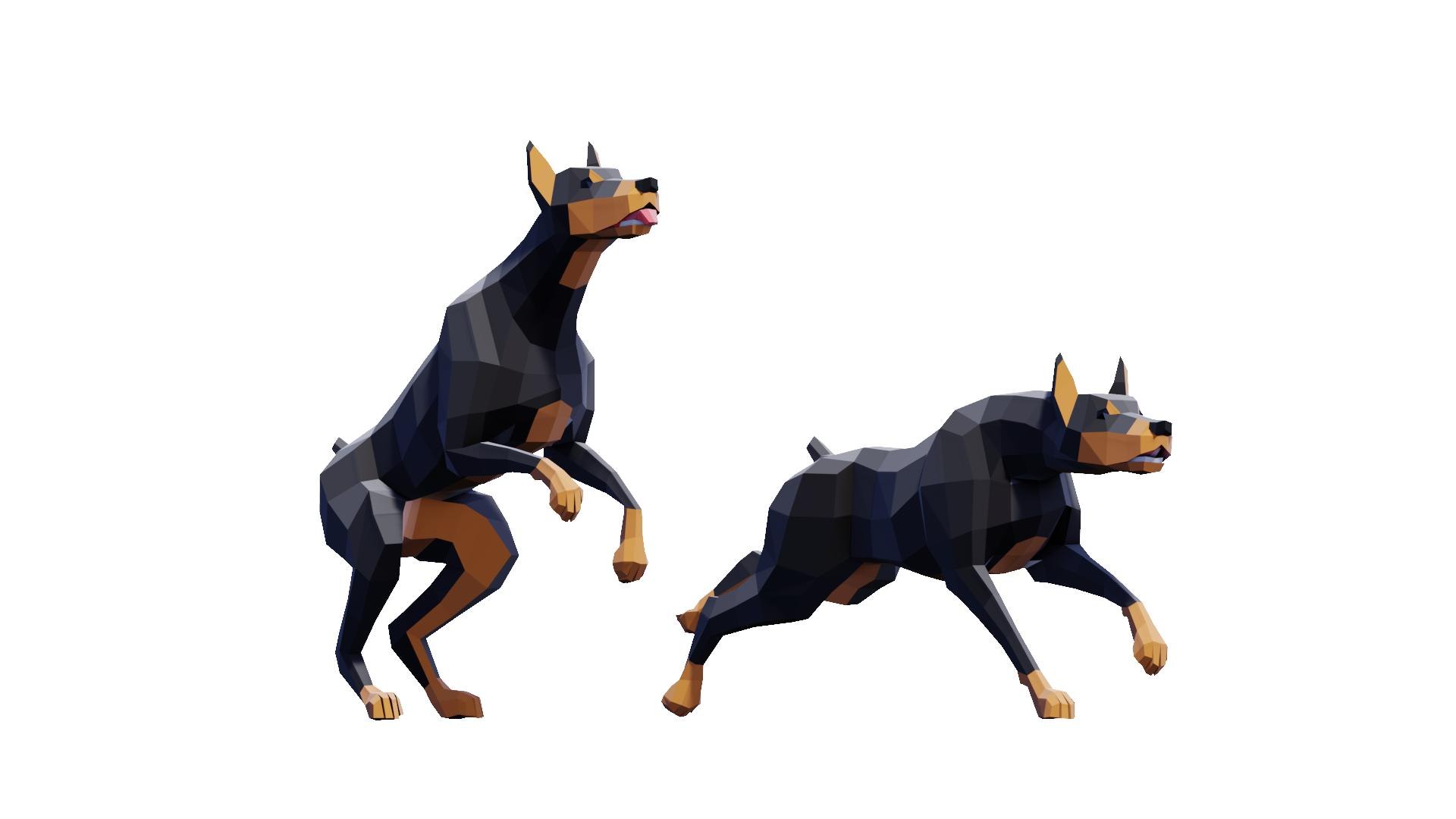 3D Low Poly Dobbermann Dog Pack Model - TurboSquid 2184369