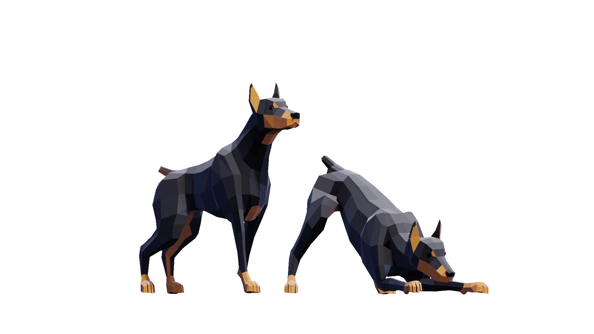 3D Low Poly Dobbermann Dog Pack Model - TurboSquid 2184369