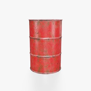 Steel Barrel - Red - Rusted 3D