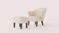 Sculptural Upholstered Armchair with Matching Footstool