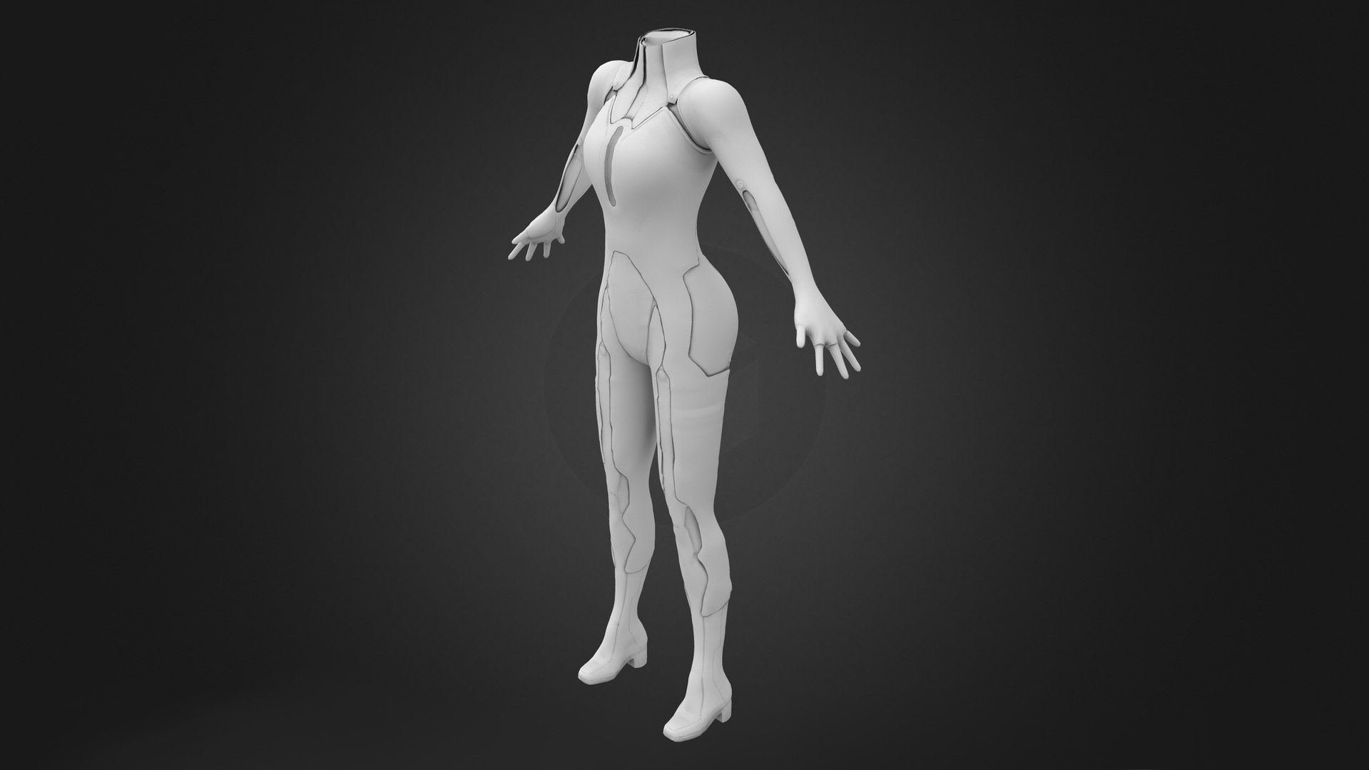 3D model Sci-fi Futuristic Full Body Suit VR / AR / low-poly