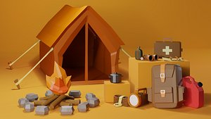 Low Poly Complete Adventure Pack Essential Survival Props 3D model