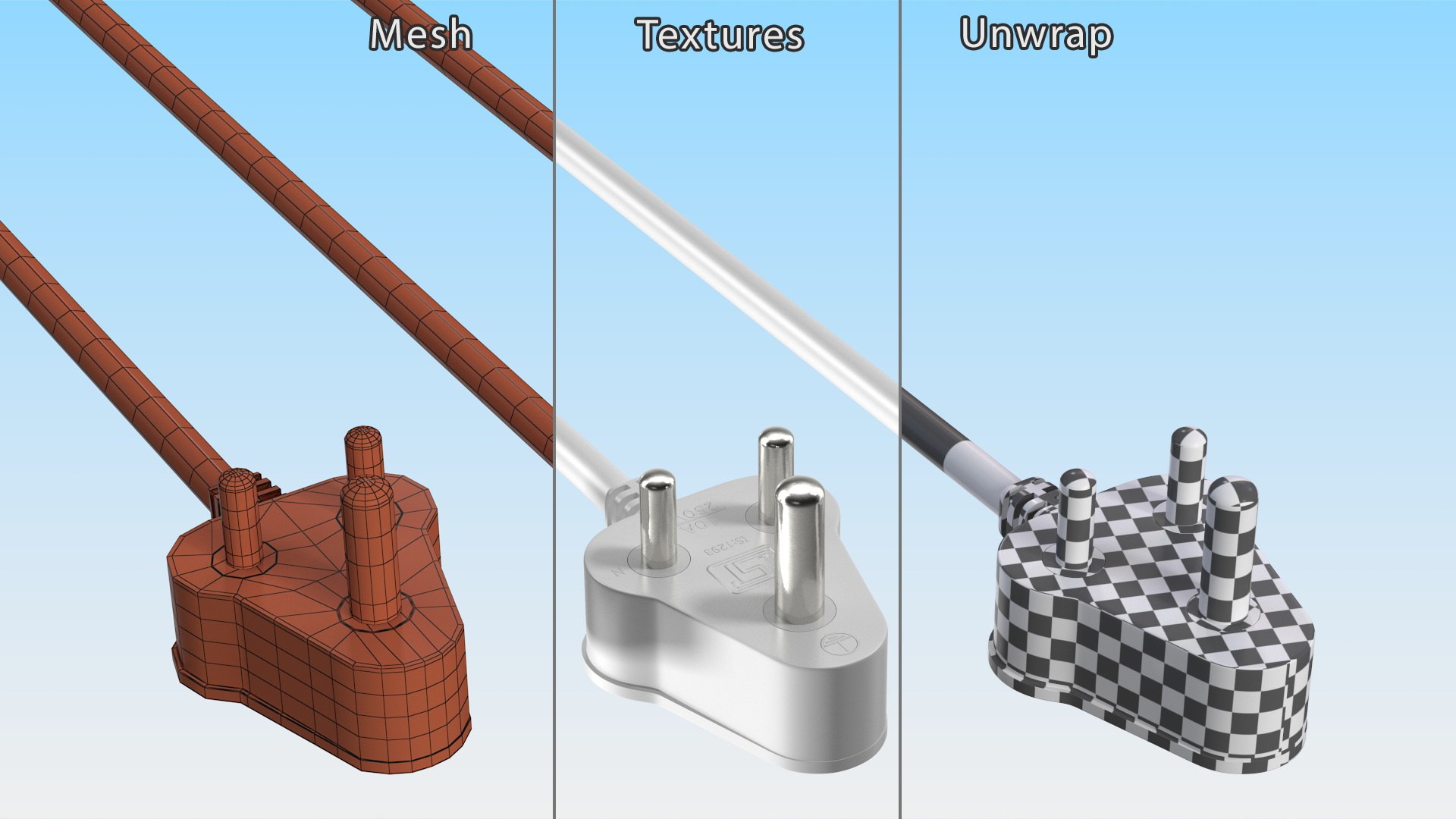 India Electric Plug Type D White 3D model TurboSquid 2040467