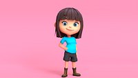 Cartoon Girl Character Low Poly
