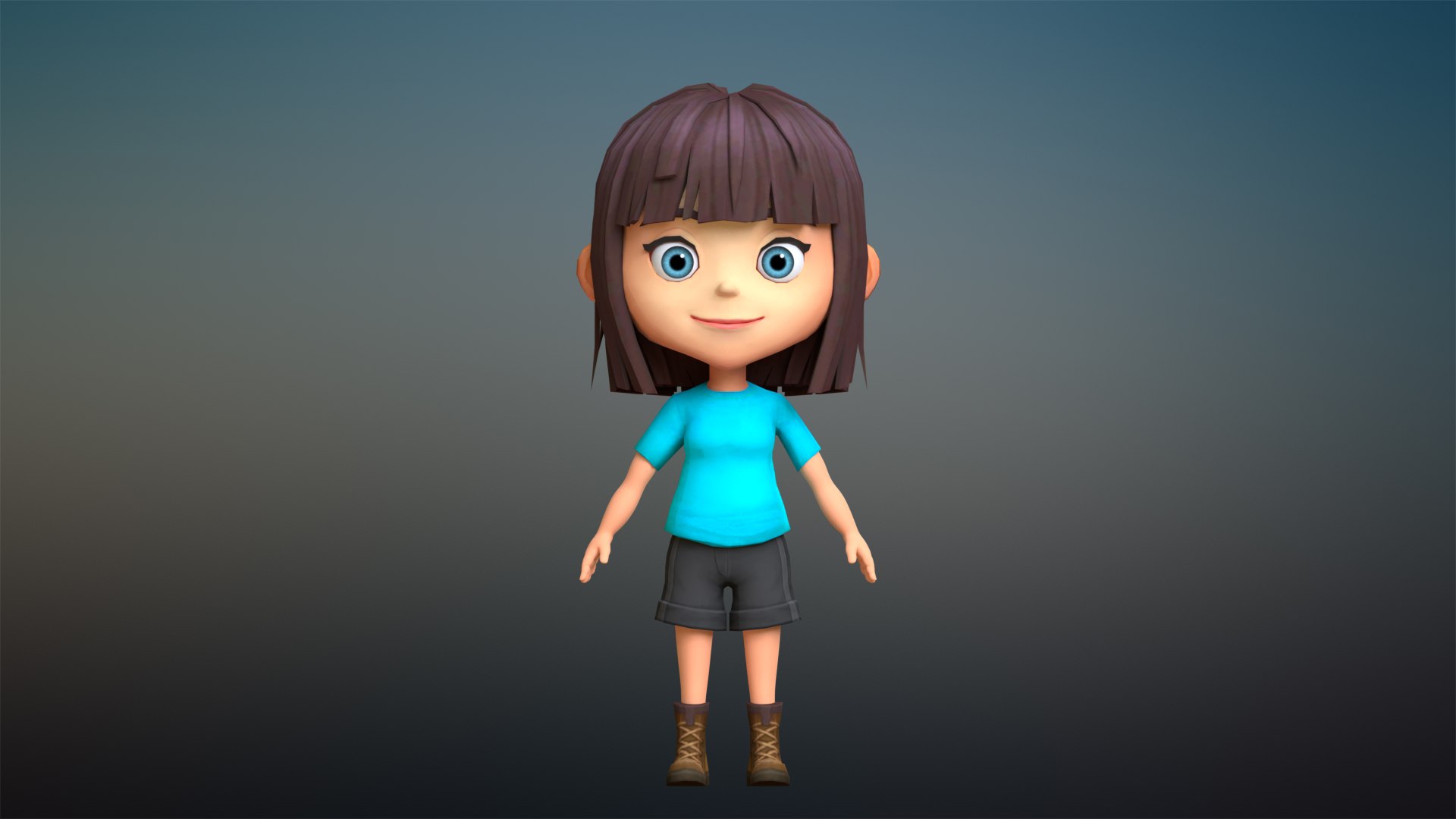 Cartoon Character Girl 3D Model - TurboSquid 1680865