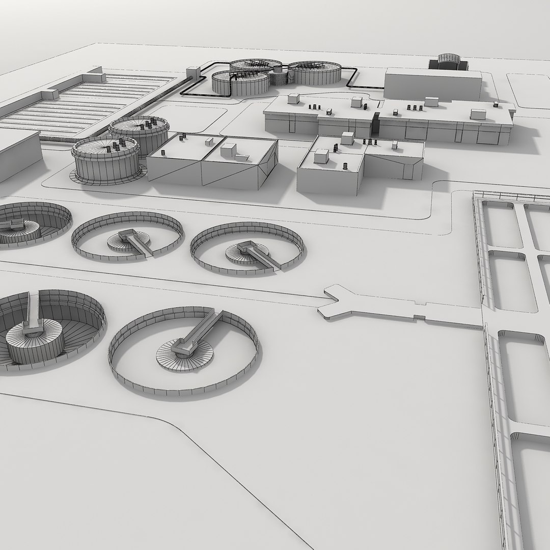 Water Treatment Plant Sewage 3d Max