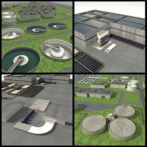 water treatment plant sewage 3d max