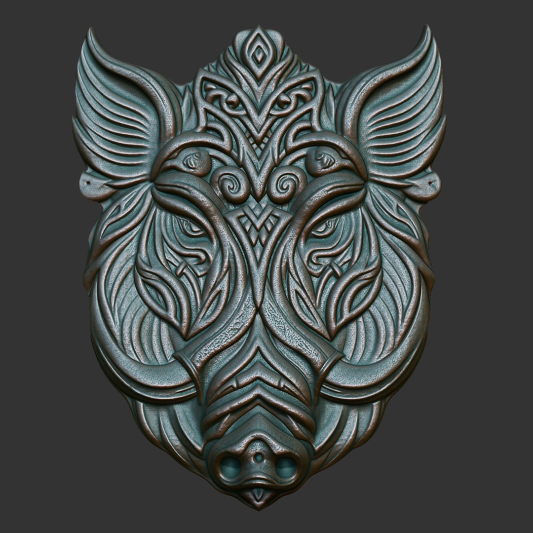 3D Celtic Boar Basrelief 03 240611 - TurboSquid 2372232
