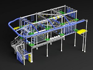 Modern Indoor Adventure Rope Course And Sky Track System 3D model