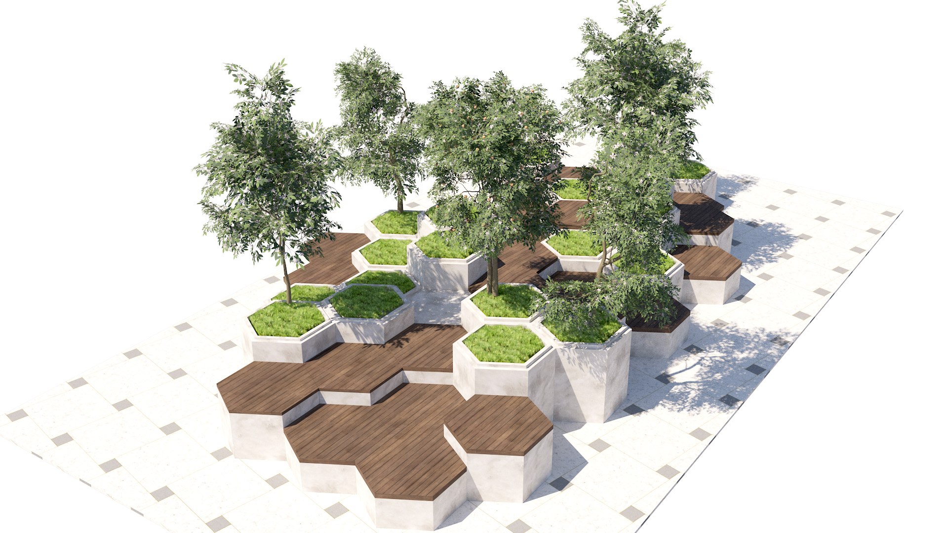 Modern Modular Hexagonal Urban Furniture 3D model https://p.turbosquid.com/ts-thumb/Qn/bKrStH/i6/render4/jpg/1775567466/1920x1080/fit_q87/9b5fbc9e064ccac0a4dd58bf607af263f4975d16/render4.jpg