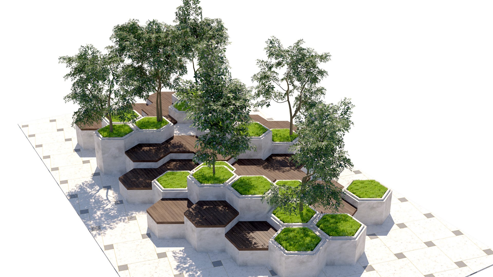 Modern Modular Hexagonal Urban Furniture 3D model https://p.turbosquid.com/ts-thumb/Qn/bKrStH/tf/render5/jpg/1775567467/1920x1080/fit_q87/4591035aa9a45e5849172654676866b8798f9fd1/render5.jpg