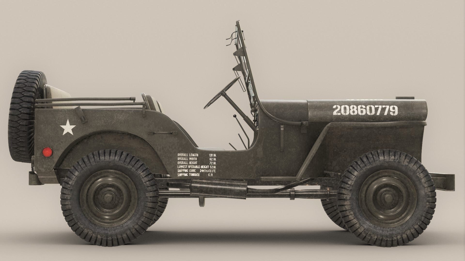 3d Willys Army Jeep