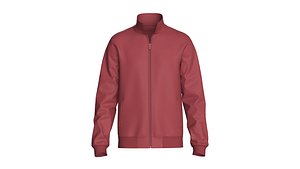 3D Men Solid Color Zip-Up Bomber Jacket