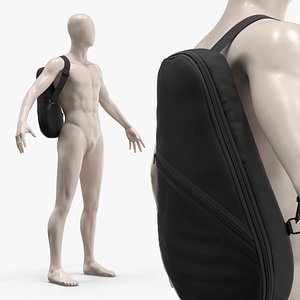 3D Ergonomic Padel Racket Sling Bag on Mannequin Black