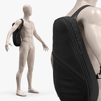 Ergonomic Padel Racket Sling Bag on Mannequin Black