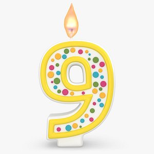 3d realistic number candle 9