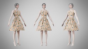 Dress 33 Abstract Tribal Stripe model