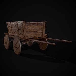 Old Wooden Transport Cart 3D model