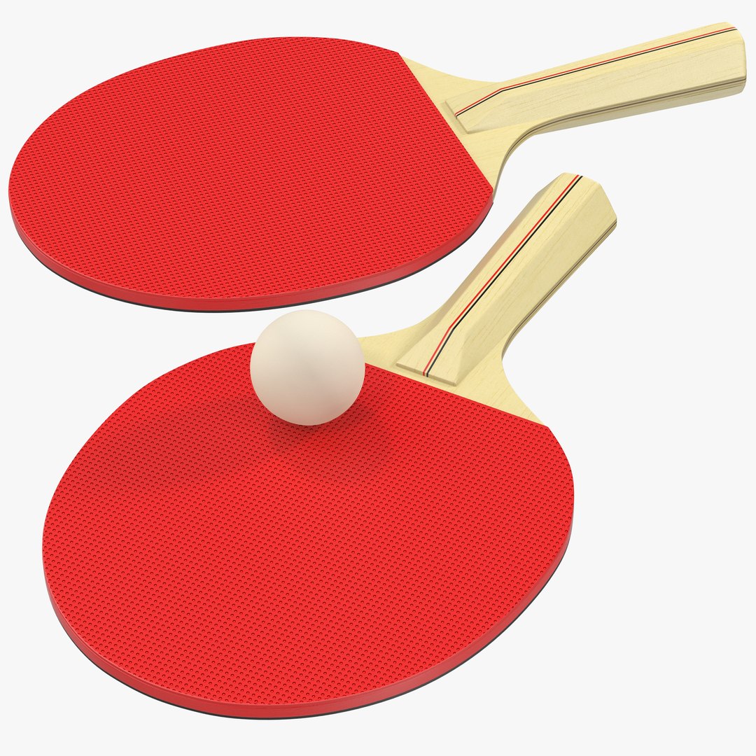 Ping Pong Ball and Paddle 3D model preview
