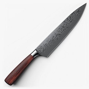 3D Kitchen Knife Damascus steel model