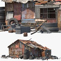Abandoned Shack Made Of Scrap Metal And Wood