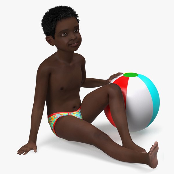 Black Child Boy Beach Style Rigged for Modo 3D model