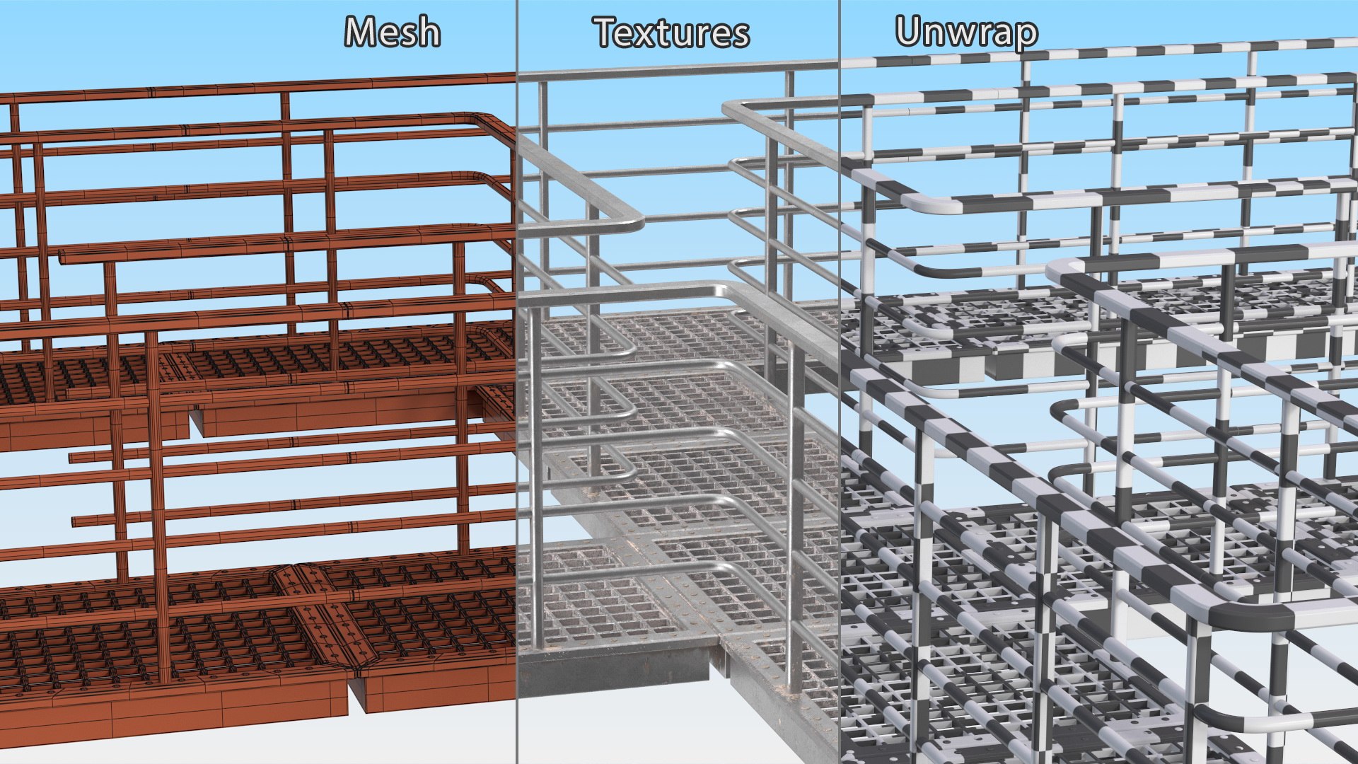 3D Prefabricated Industrial Catwalk model https://p.turbosquid.com/ts-thumb/Qo/j3rRxl/6y/prefabricatedindustrialcatwalkvray3dmodel101/jpg/1703235774/1920x1080/fit_q87/a79b387a81af8039474de055178e7b71130c5ec7/prefabricatedindustrialcatwalkvray3dmodel101.jpg
