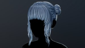 Stylized Female Hair 01 3D model