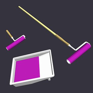 3d paint rollers tray model