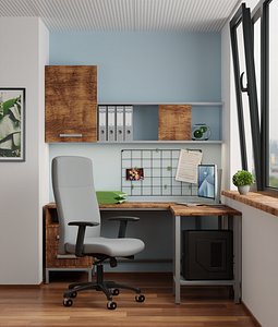 Workspace office corner 3D model