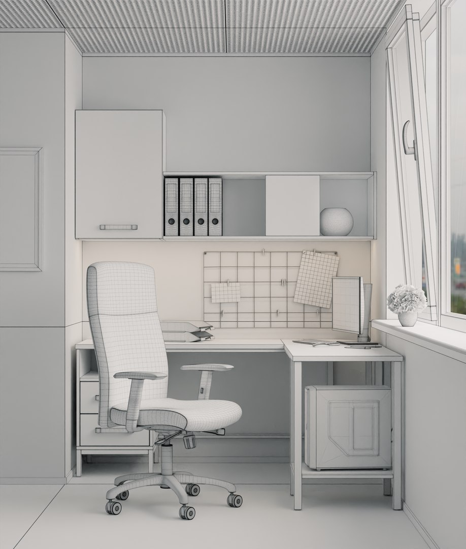 Workspace office corner 3D model - TurboSquid 1898592