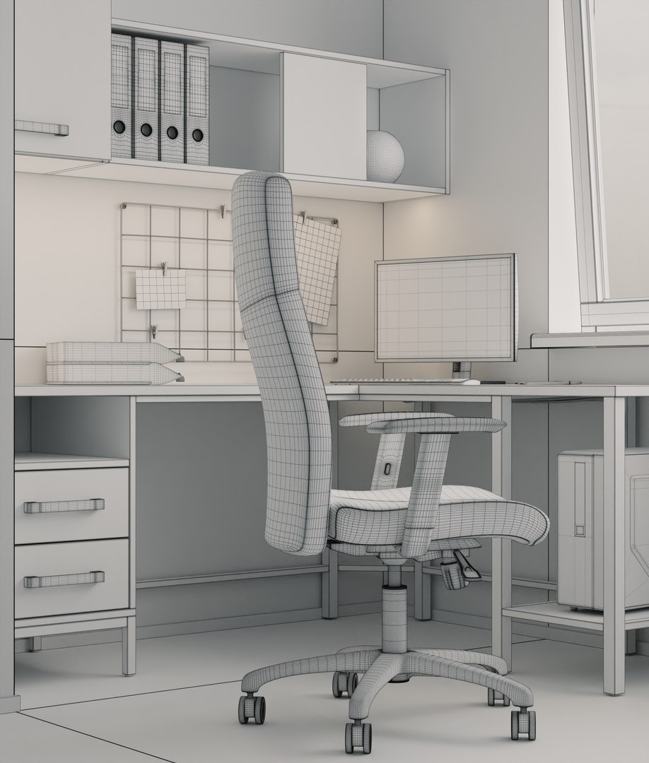 Workspace office corner 3D model - TurboSquid 1898592