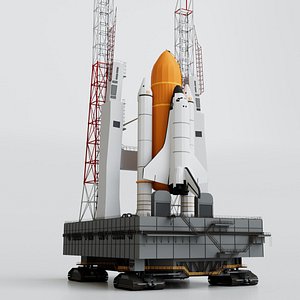 Nasa Crawler Mobile Launch Platform and Space Shuttle Rocket - Game Ready