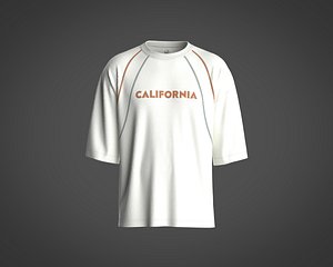 Mens Basic tees with chest graphic print and cut and sew panel 3D model