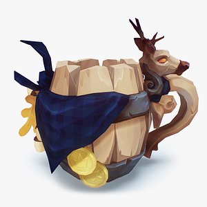 3D Fantasy wooden beer mug