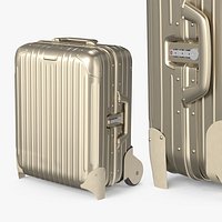 Ribbed Hard Shell Wheeled Suitcase with Lock Titanium
