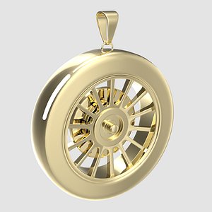 3D Sports Car Wheel Pendant