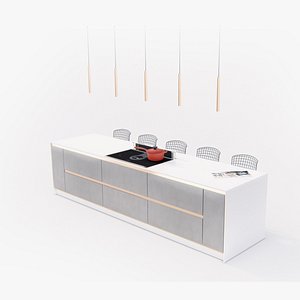 Kitchen island with breakfast bar 3D model