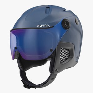 3D Ski Snow Helmet Alpina Blue model