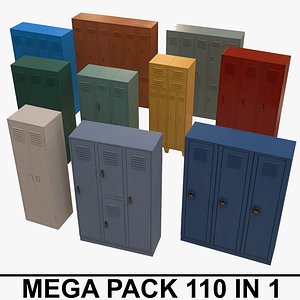 3D model PBR School Gym Locker 1-10 - Mega Pack
