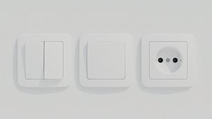 3D Electric Switches and EU Socket